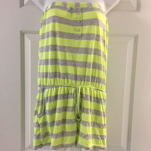 Wet Seal yellow/gray striped strapless cover-up